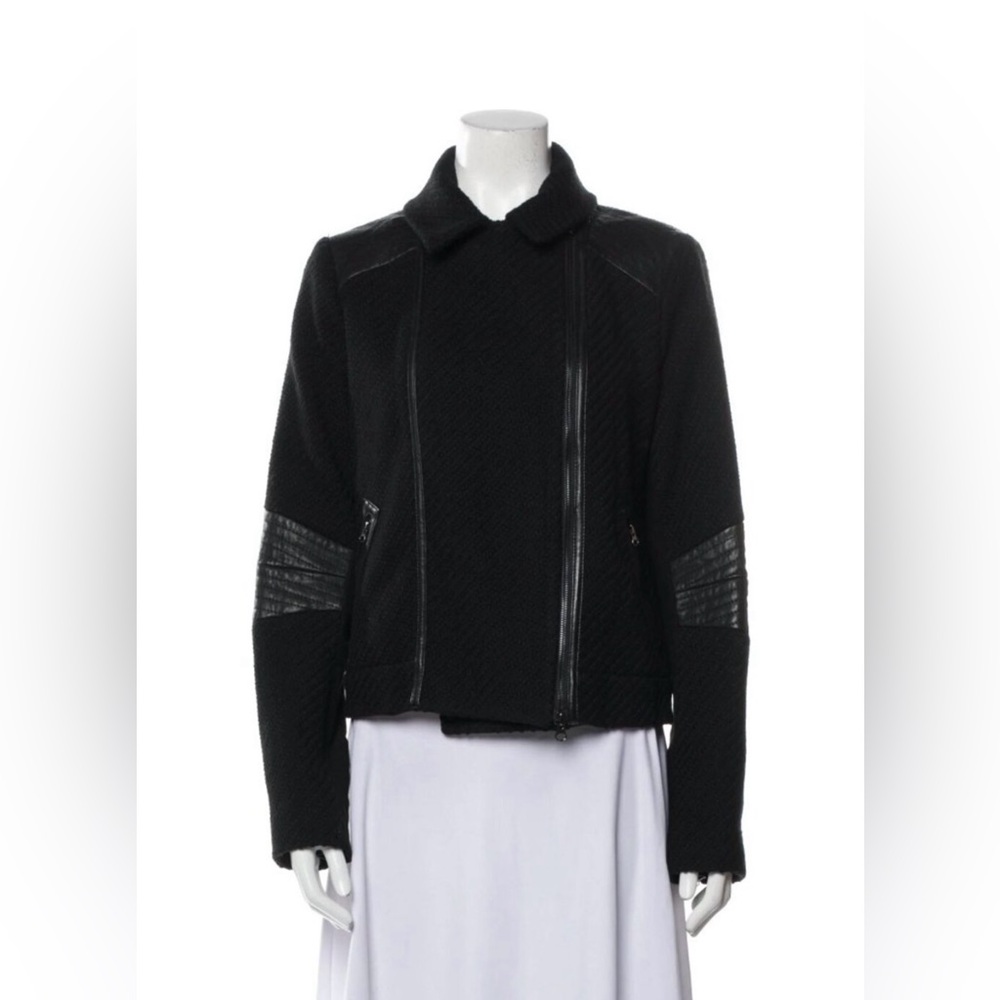 Vince Black Wool Blend Biker Jacket Size L